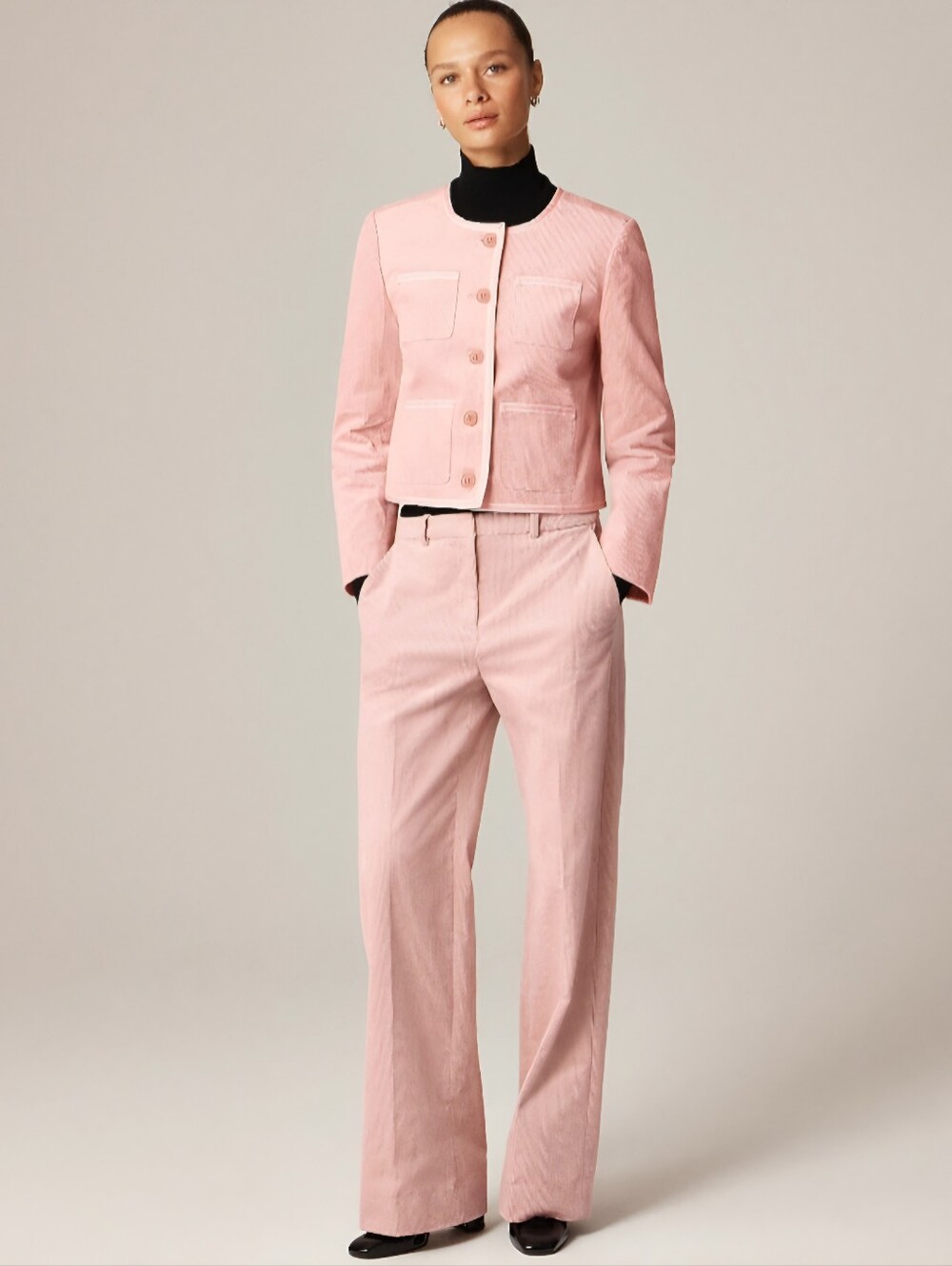 J. Crew Women's Wide-leg trouser in stretch corduroy Sz 8 $158 Mineral Pink